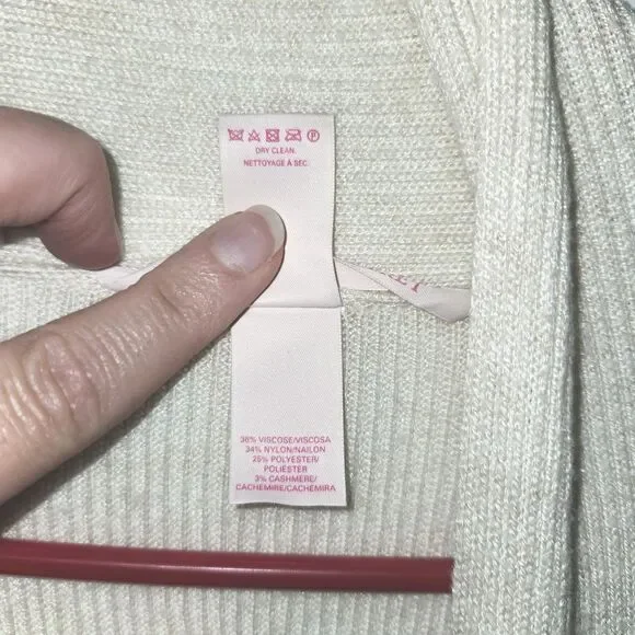 Victoria's Secret Cashmere Blend Ribbed Cardigan Womens Medium Beige Soft Cozy - Picture 6 of 9